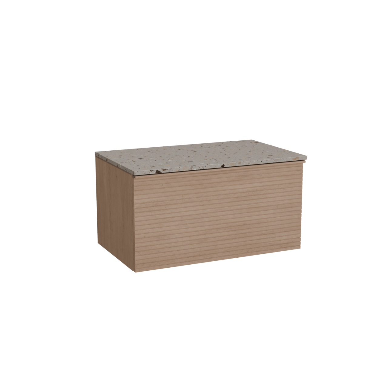 Balmani Forma meuble salle de bains suspendu 90 x 55 cm chêne naturel avec Stretto tablette simple en terrazzo greige terrazzo, Nervure droite symétrique horizontale