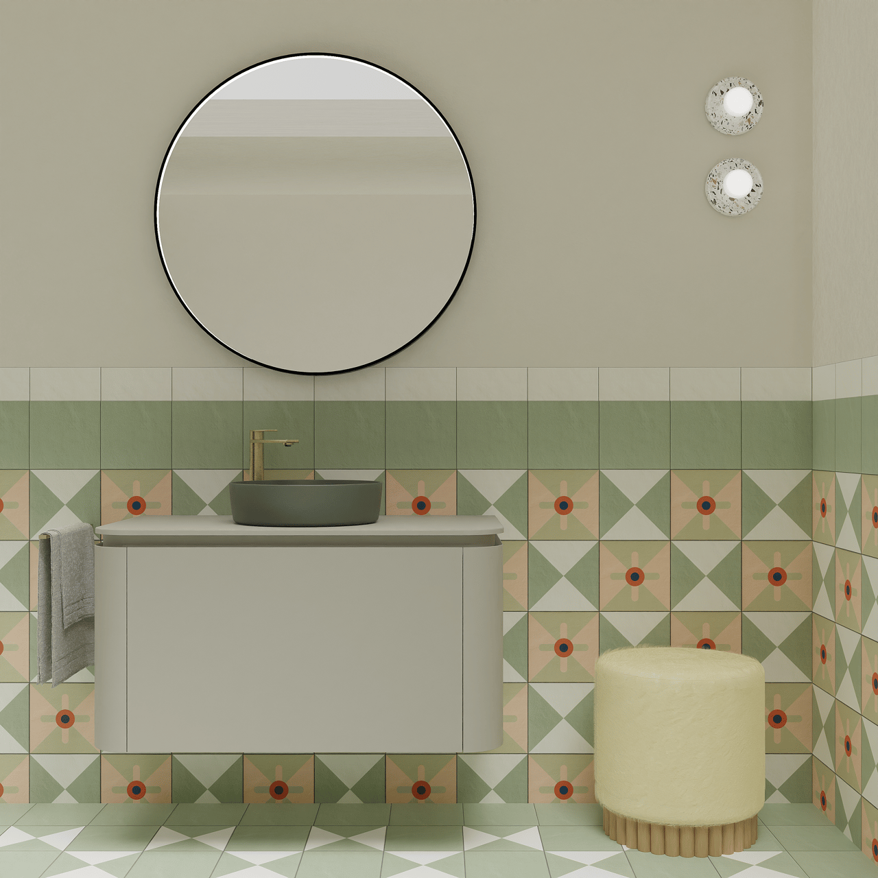 Balmani Moon hängender Waschbeckenunterschrank: 100 x 55 cm, Seidengrau, 2 Schubladen