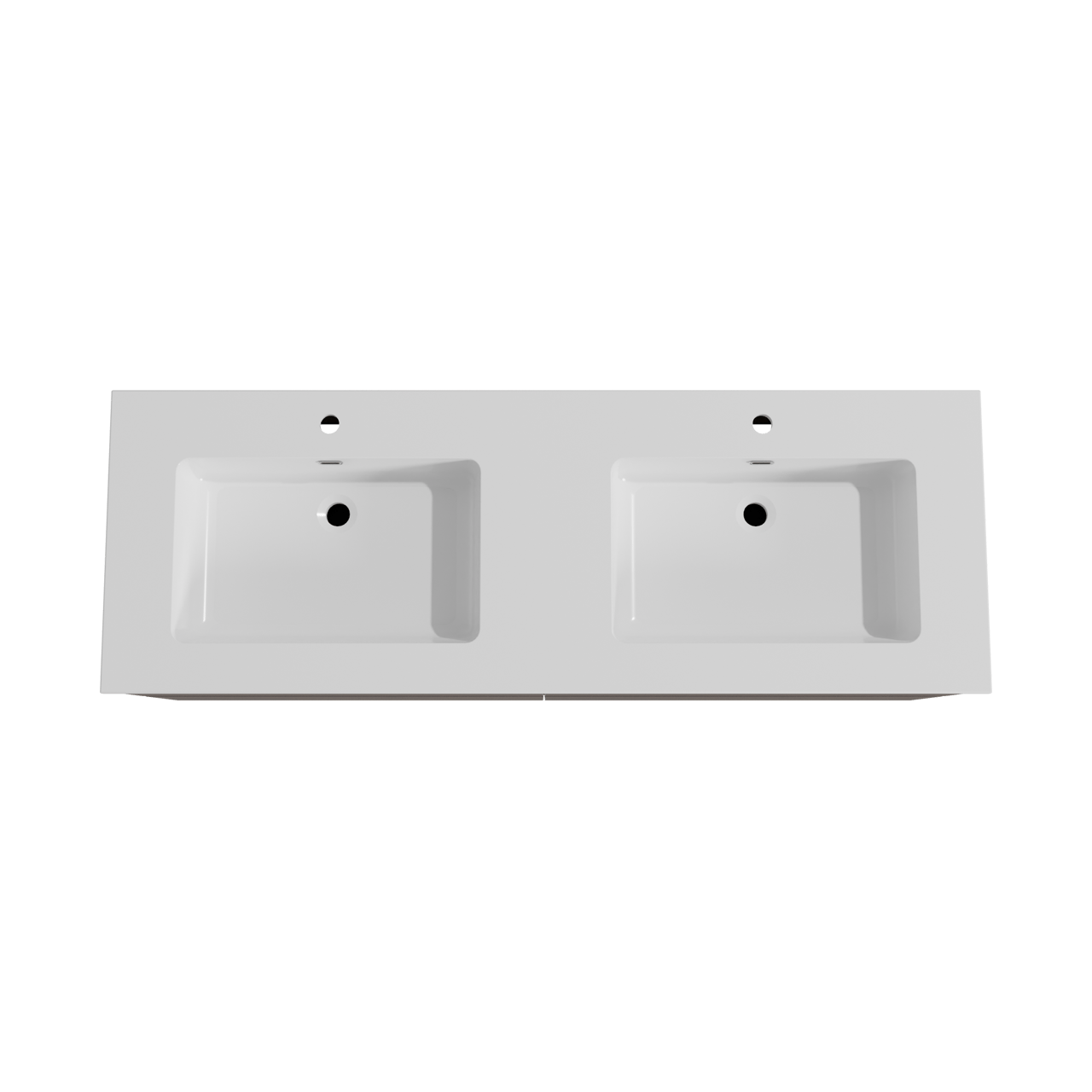 Storke Edge meuble salle de bains suspendu 150 x 52 cm noyer avec Diva double vasque en marbre composite blanc brillant