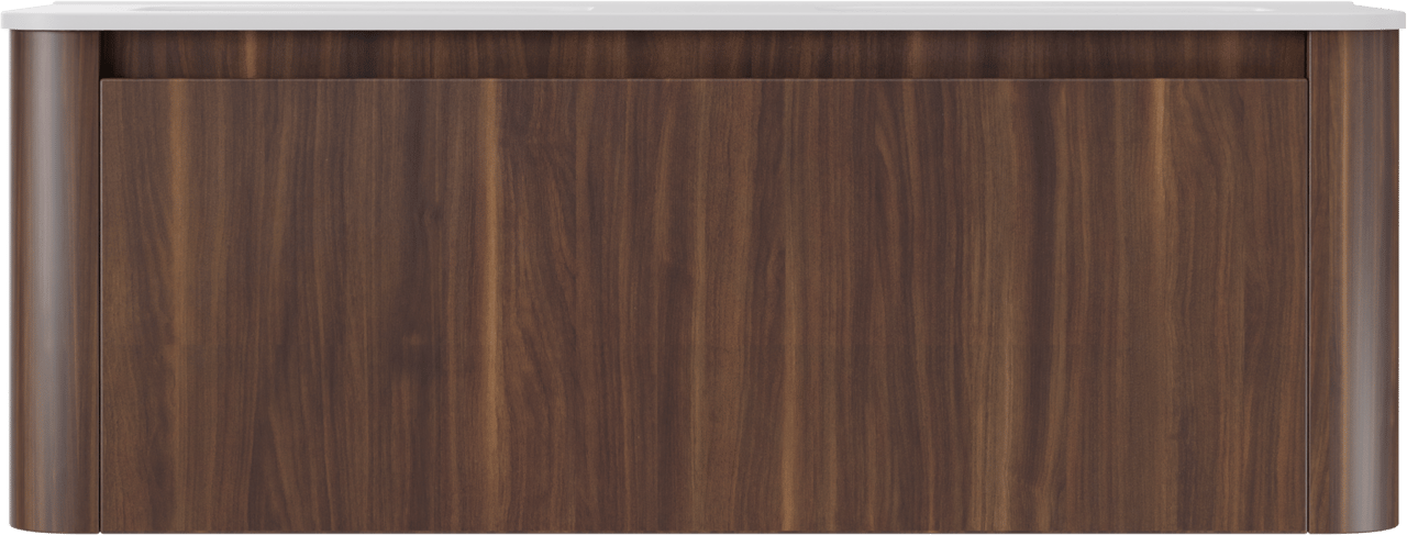 Storke Soft meuble salle de bains suspendu 140 x 46 cm noyer avec Kera Soft double vasque en porcelaine blanc mat