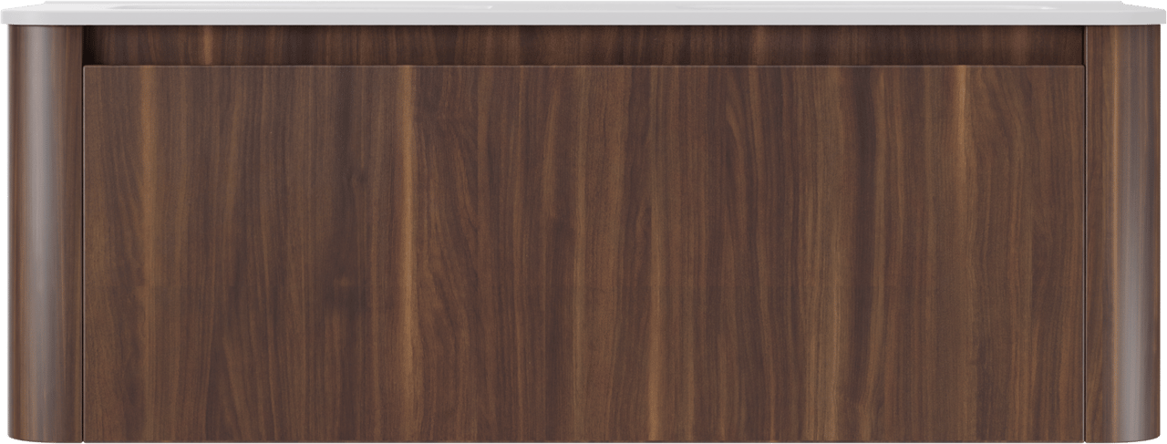 Storke Soft meuble salle de bains suspendu 140 x 46 cm noyer avec Kera Soft double vasque en porcelaine blanc mat