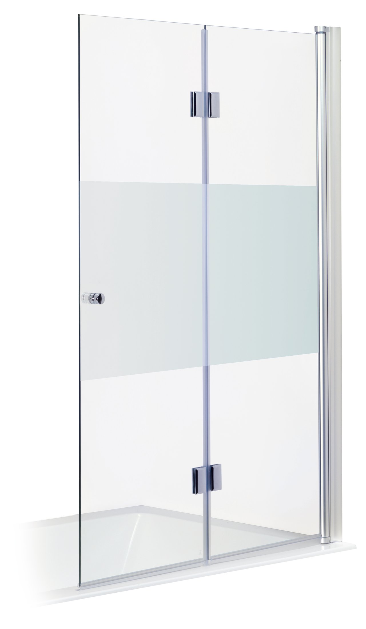 Luca Varess Cyrus pare-baignoire double 60 cm + 50 cm verre transparent avec bande matte profil chrome 