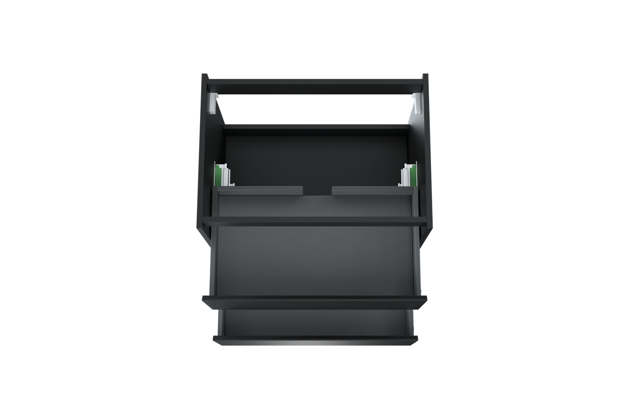 Storke Seda hängender Waschbeckenunterschrank: 75 x 52 cm, Schwarz Matt, 2 Schubladen