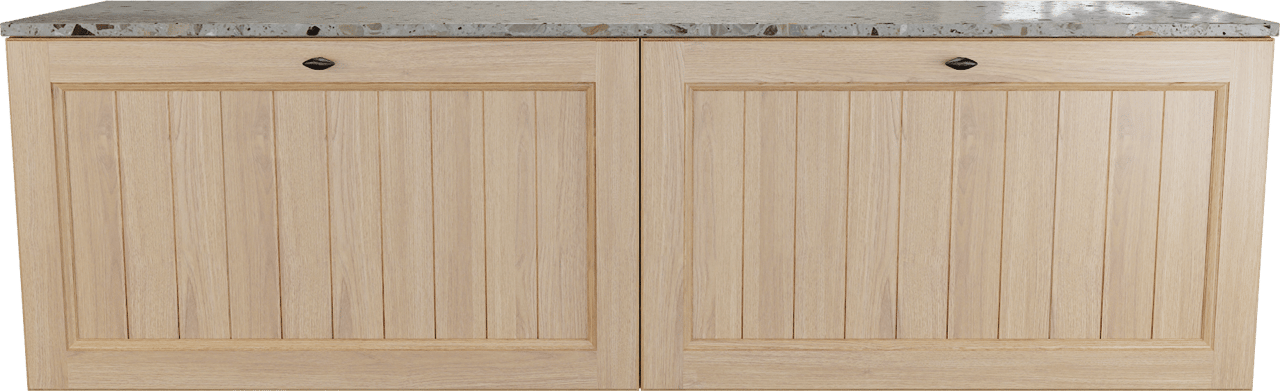 Balmani Lemon meuble salle de bains suspendu 180 x 55 cm, plaqué chêne naturel avec Stretto tablette simple ou double en greige terrazzo