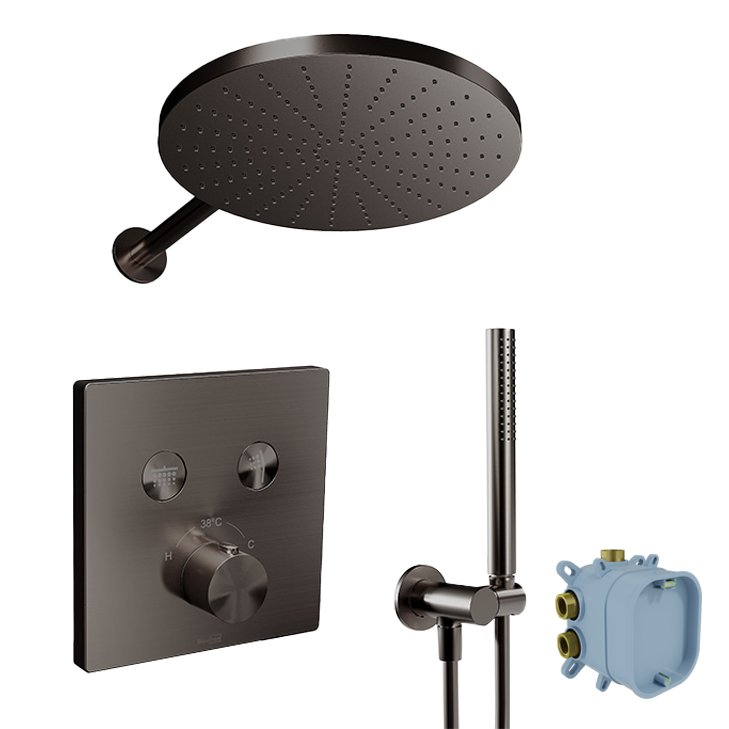 Blaufoss Smartbox Switch-line set de douche pluie encastré, élément encastré inclus
