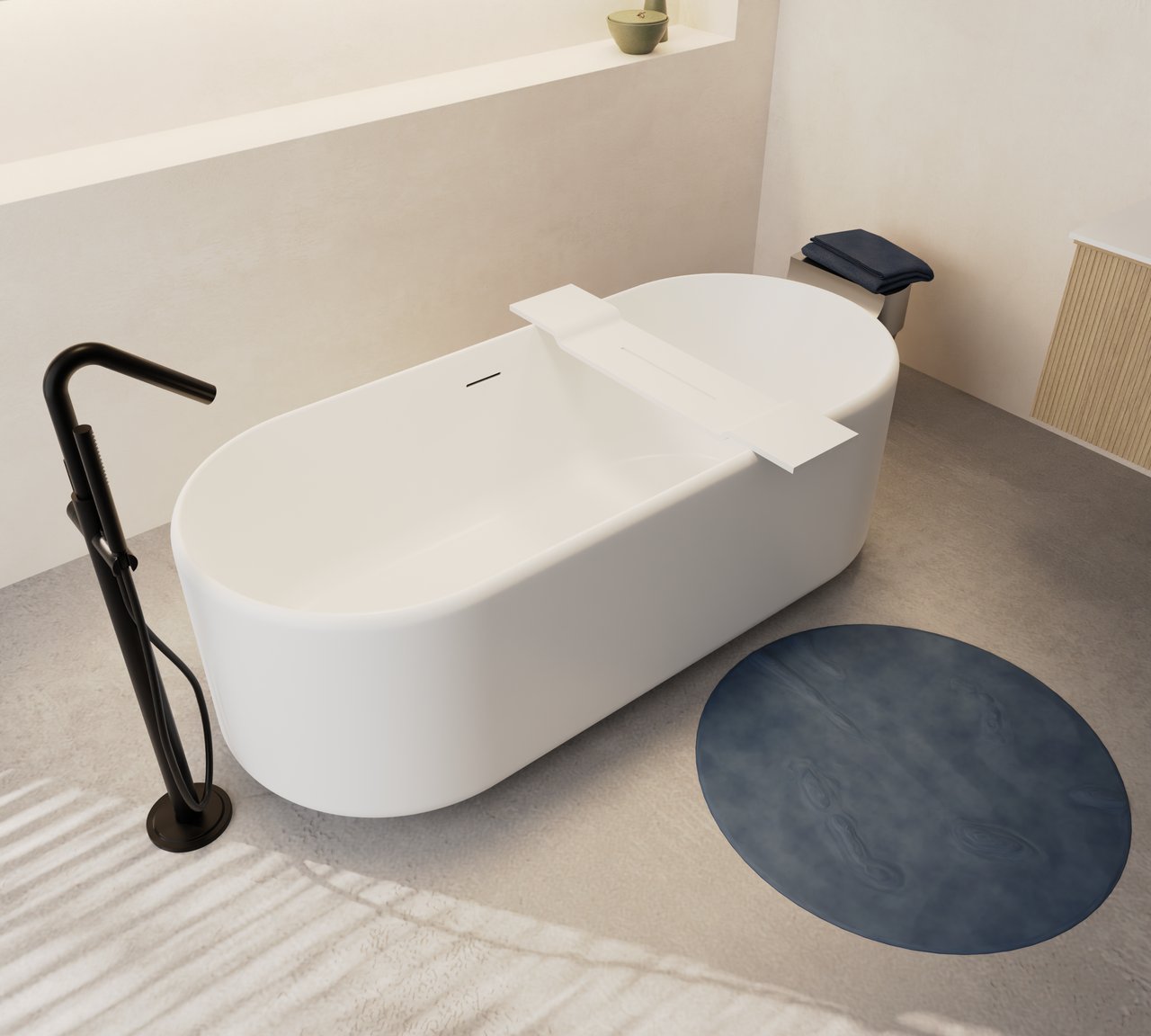 Balmani Rila Wannenbrett Solid Surface weiß matt 90 x 19 x 2 cm