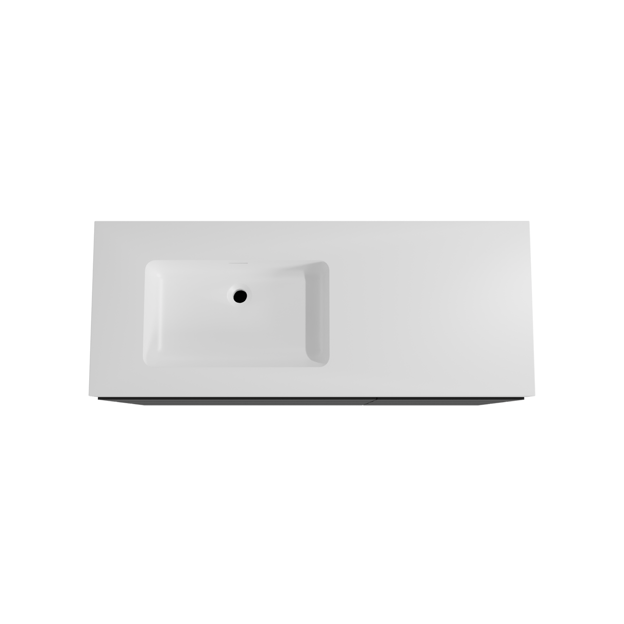 Storke Edge staand badmeubel 130 x 52 cm mat zwart met Mata High asymmetrisch linkse wastafel in solid surface mat wit