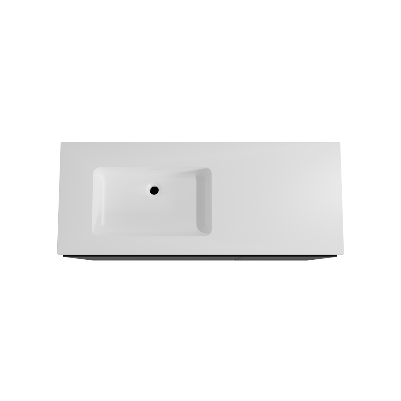 Storke Edge staand badkamermeubel 130 x 52 cm mat zwart met Mata High asymmetrisch linkse wastafel in solid surface mat wit