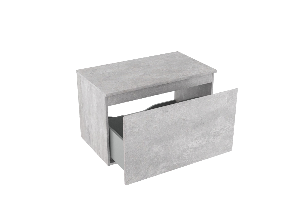 Linie Lado zwevend badmeubel 80 x 46 cm beton donkergrijs met Lado enkel wastafelblad in melamine beton donkergrijs