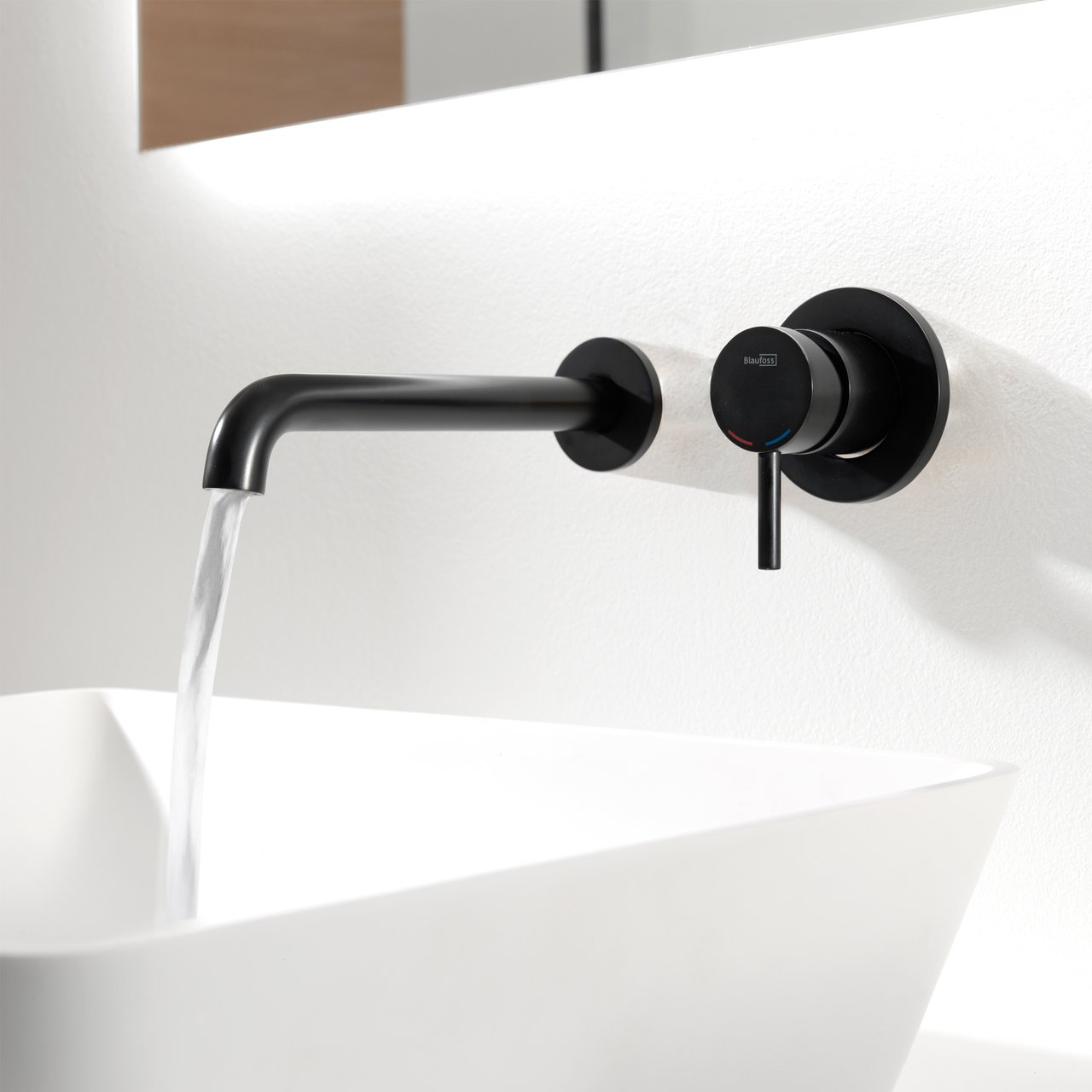 Blaufoss Round robinet de lavabo à encastrer noir mat incl élément intégré