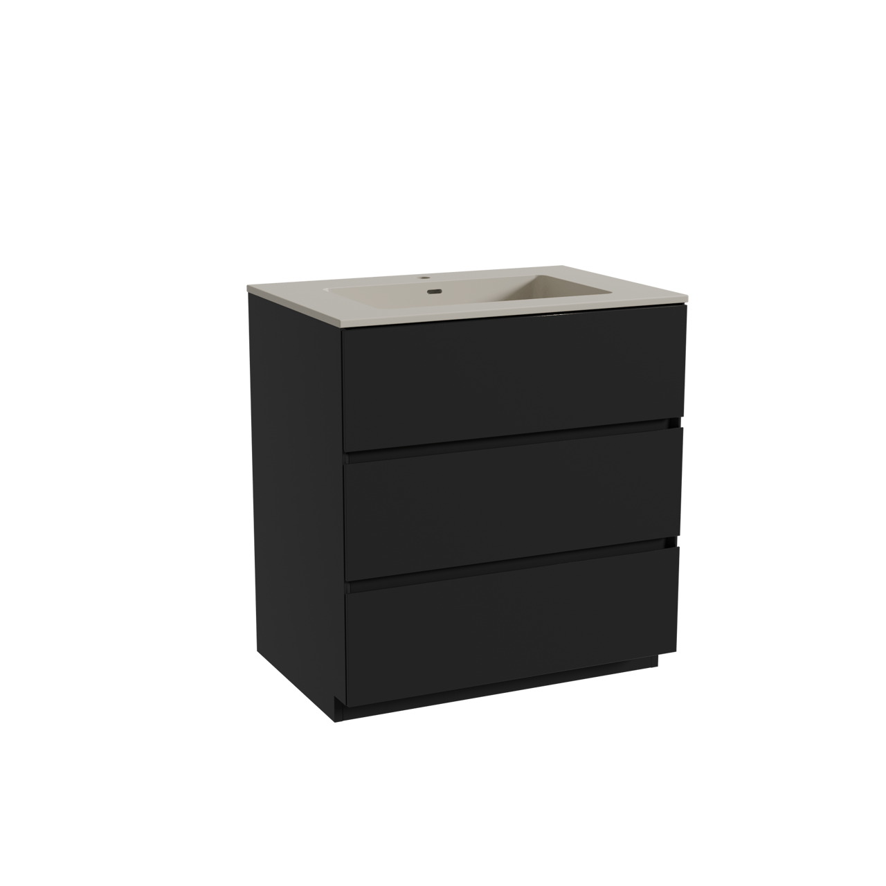 Storke Edge meuble salle de bains à poser 75 x 52 cm noir mat avec Diva plan simple en top solid soie grise