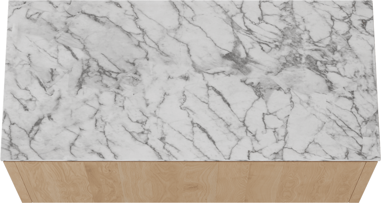 Balmani Eclips hängendes Möbelstück Set: 120 x 55 cm, Eiche Natur, mit Stretto Einzel- oder Doppel Waschtischplatte Carrara-Marmor