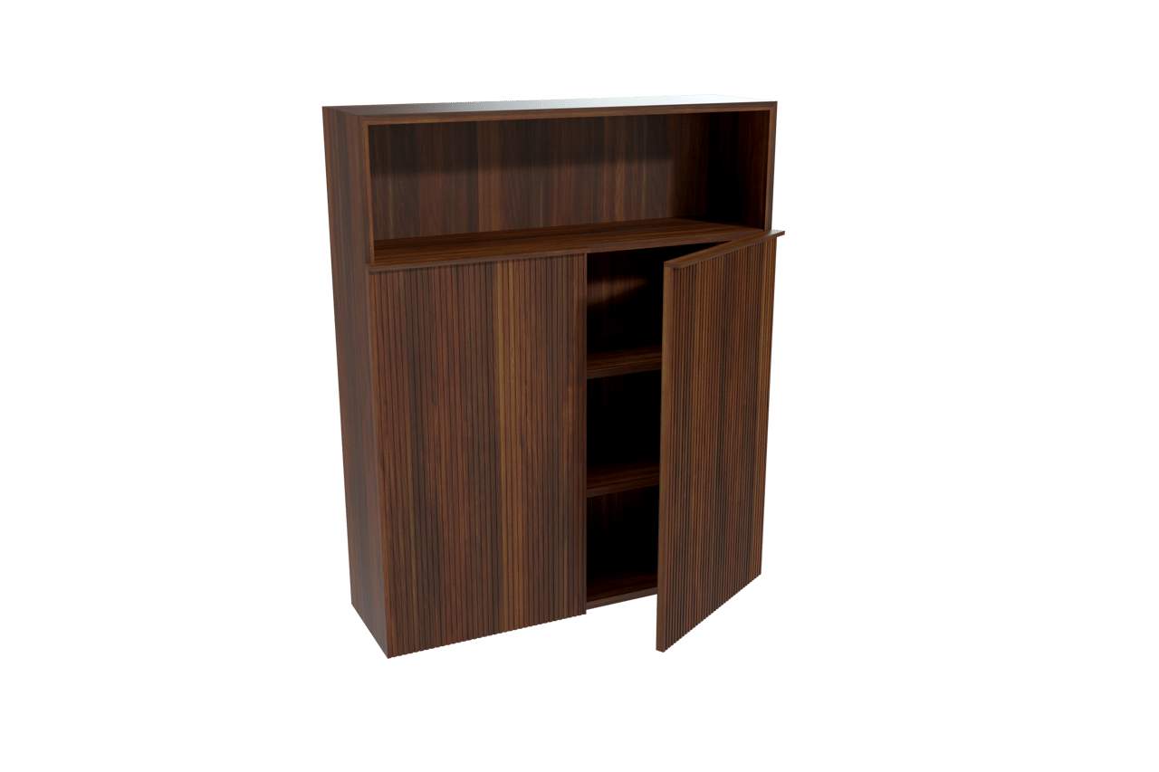 Balmani Forma zwevende badkamerkast Amerikaanse notelaar 100 x 30 x 120 cm vert. sym. groef