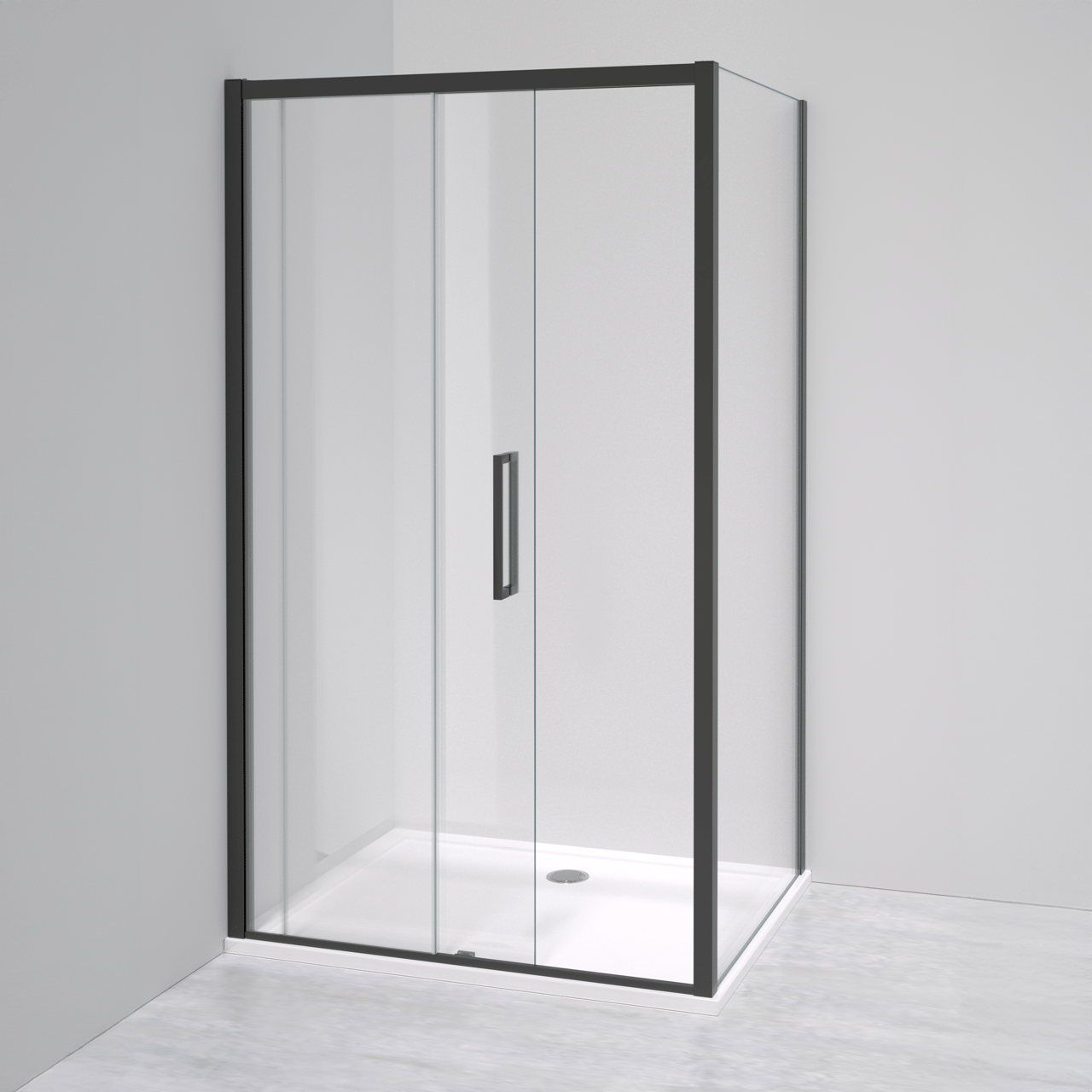 Luca Varess Senses douchecabine met schuifdeur en vaste zijwand 90 x 120 cm helder glas mat zwart profiel