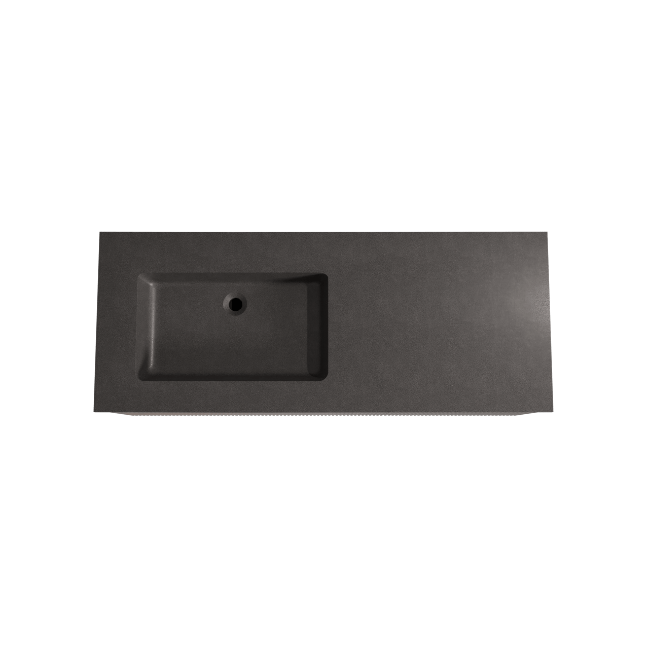 Storke Ribs zwevend badmeubel 130 x 52 cm notenhout met Scuro asymmetrisch linkse wastafel in kwarts mat zwart, Verticale symmetrische rechte ribbel