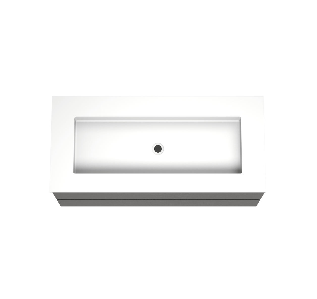 Balmani Lucida hängendes Möbelstück Set: 120 x 55 cm, Schwarze Eiche, mit Tablo Stretto Einzelwaschtisch für 2 Armaturenlöcher, Solid Surface Weiß matt