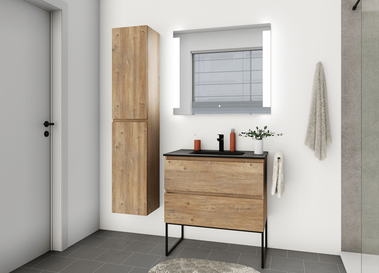 Linie Lunar miroir rectangulaire lumineux 90 x 80 cm