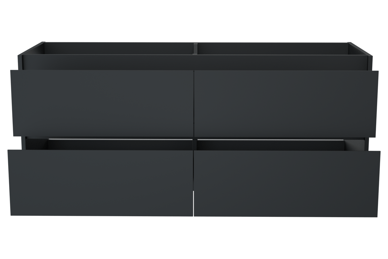 Storke Seda meuble sous-vasque suspendu 150 x 52 cm Noir Mat 4 porte