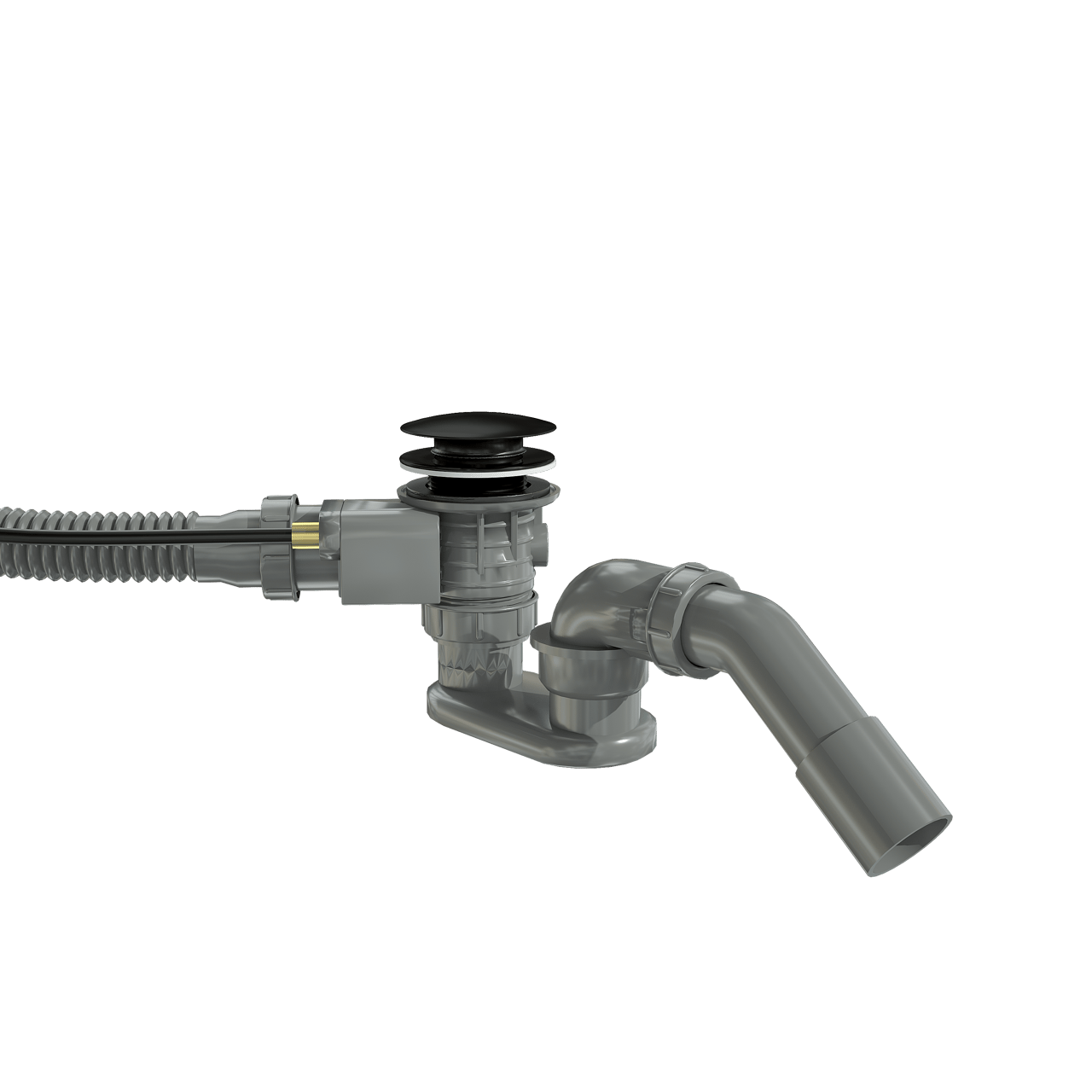 Santeg Unibath Flat badafvoer met overloop 70cm mat zwart