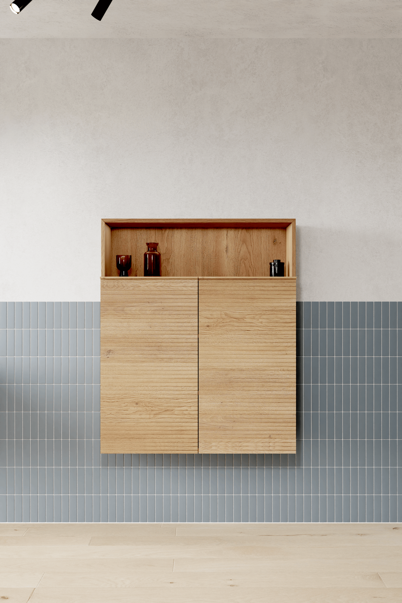 Balmani Forma colonne salle de bains suspendu nervure horizontale chêne naturel 100 x 30 x 120 cm