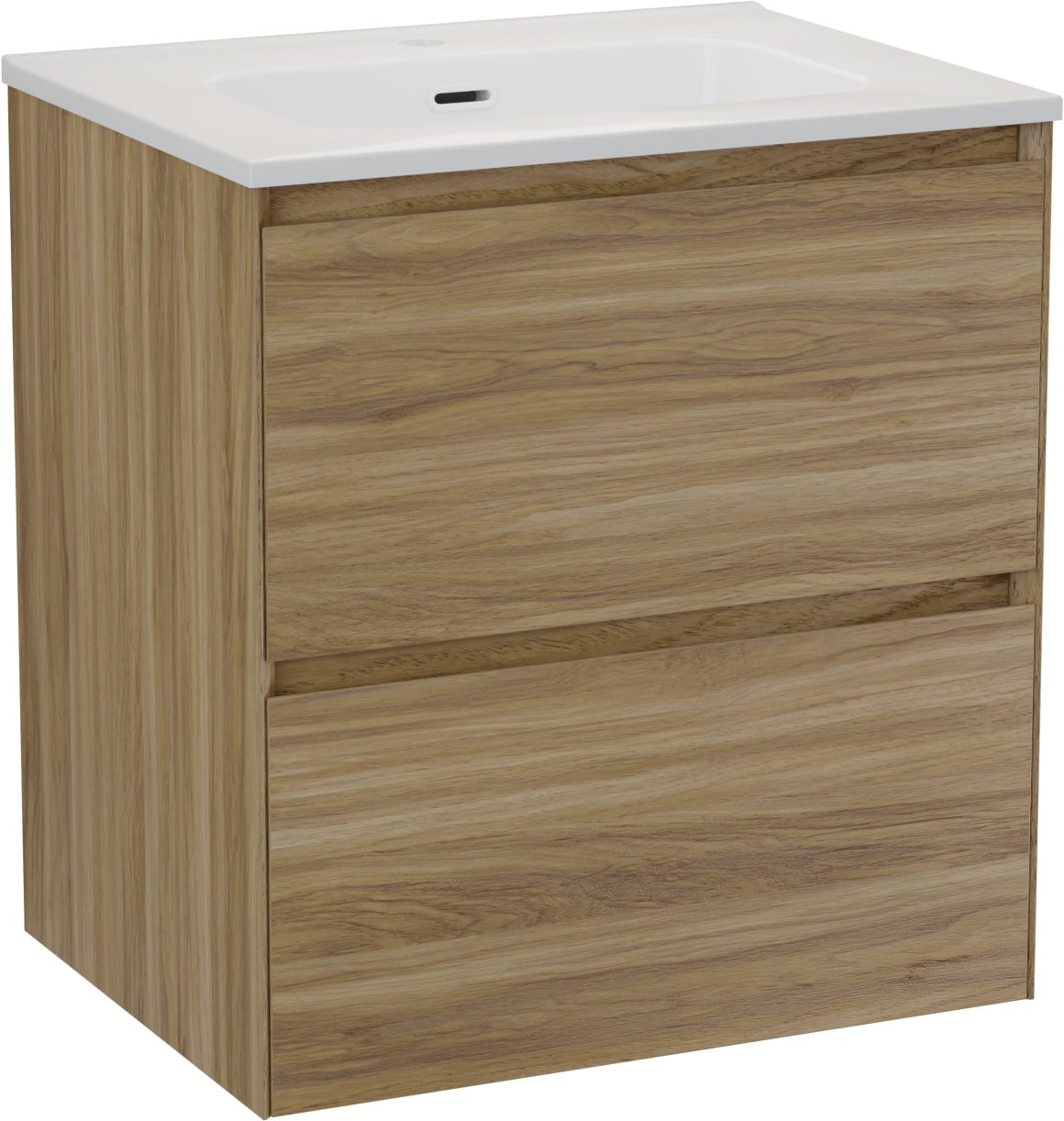 Balmani Mitra Compact meuble salle de bains suspendu 60 x 46 cm chêne sauvage avec Nostra plan simple porcelaine blanc brillant