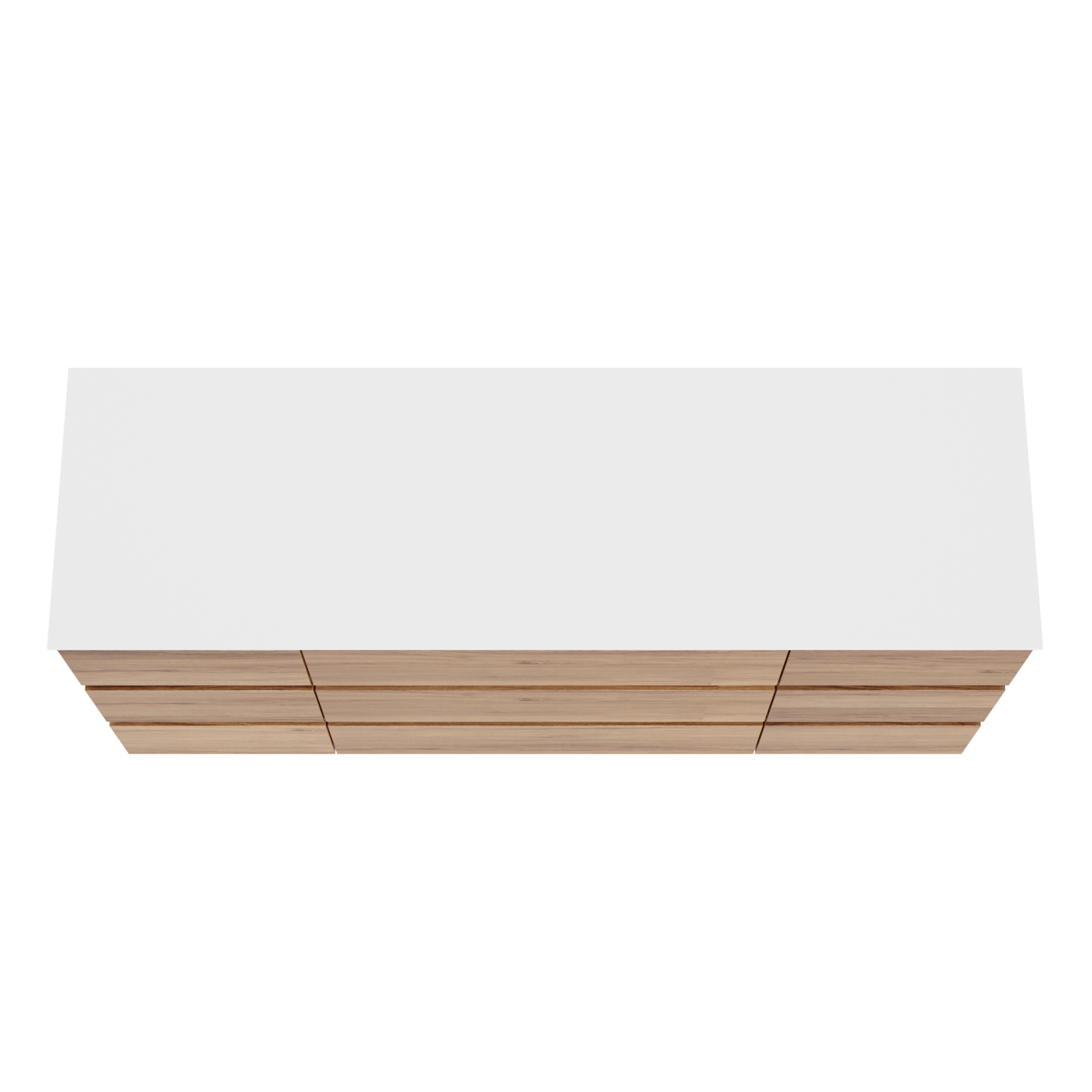 Balmani Lucida meuble salle de bains à poser 180 x 55 cm teck avec Stretto tablette simple ou double en solid surface blanc mat