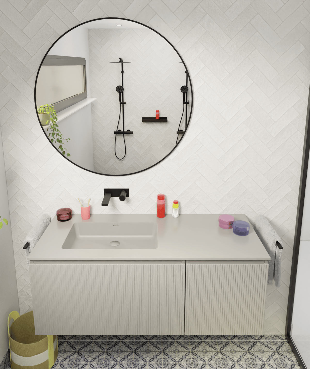 Storke Diva vasque asymétrique gauche top solid soie grise matte 130 x 52 cm