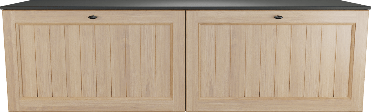 Balmani Lemon zwevend badkamermeubel 180 x 55 cm, fineer natuur eik met Stretto enkel of dubbel tablet in graniet zwart