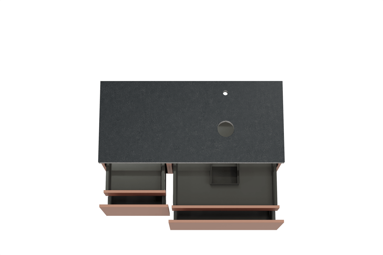 Balmani Sfera hängendes Möbelstück Set: 120 x 55 cm, Cotto, mit Rock Waschtisch rechts, Schwarzes Granit