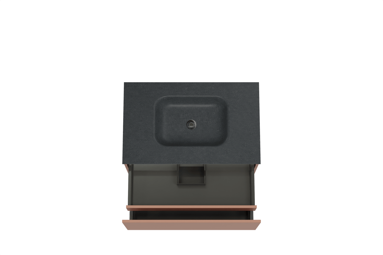 Balmani Sfera zwevend badkamermeubel 90 x 55 cm cotto met Tablo Arcato enkele wastafel in graniet zwart