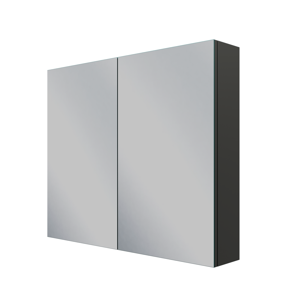 Linie Montro Spiegelschrank Bad: 90 x 75 cm, Schwarz Matt