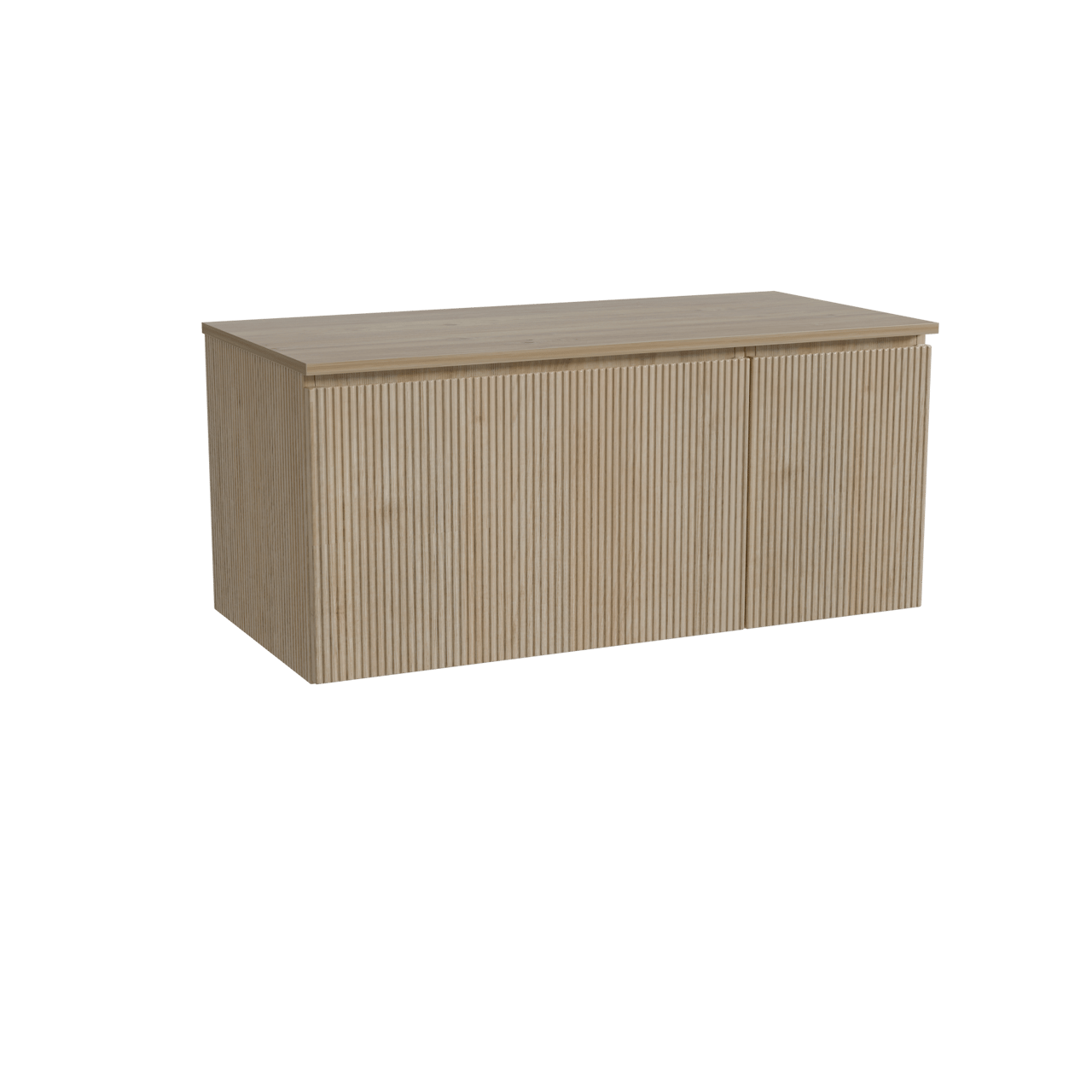 Storke Ribs hängendes Möbelstück Set: 110 x 52 cm, Rohe Eiche, mit Panton Einzel Waschtischplatte, Melamin, Rohe Eiche, Vertikale symmetrische gerade Rippe