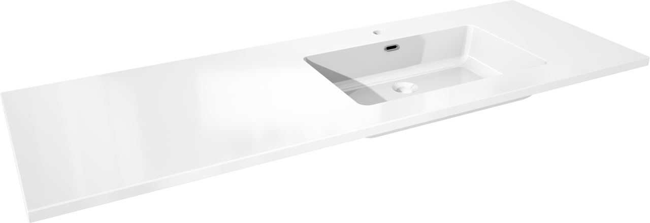 Storke Diva plan vasque asymétrique à droite marbre composite brillant 150 x 52 cm