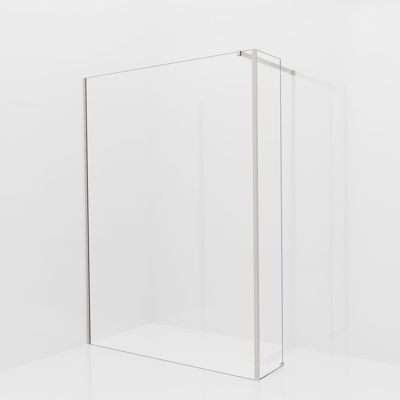 Balmani Modular inloopdouche met vaste zijwand: 150 x 200 cm, Helder glas, Brushed CoolMetal profielen