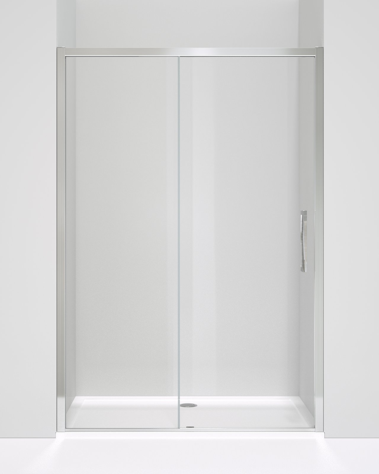 Luca Varess Senses porte coulissante 140 x 200 cm verre transparent profil chrome brillant