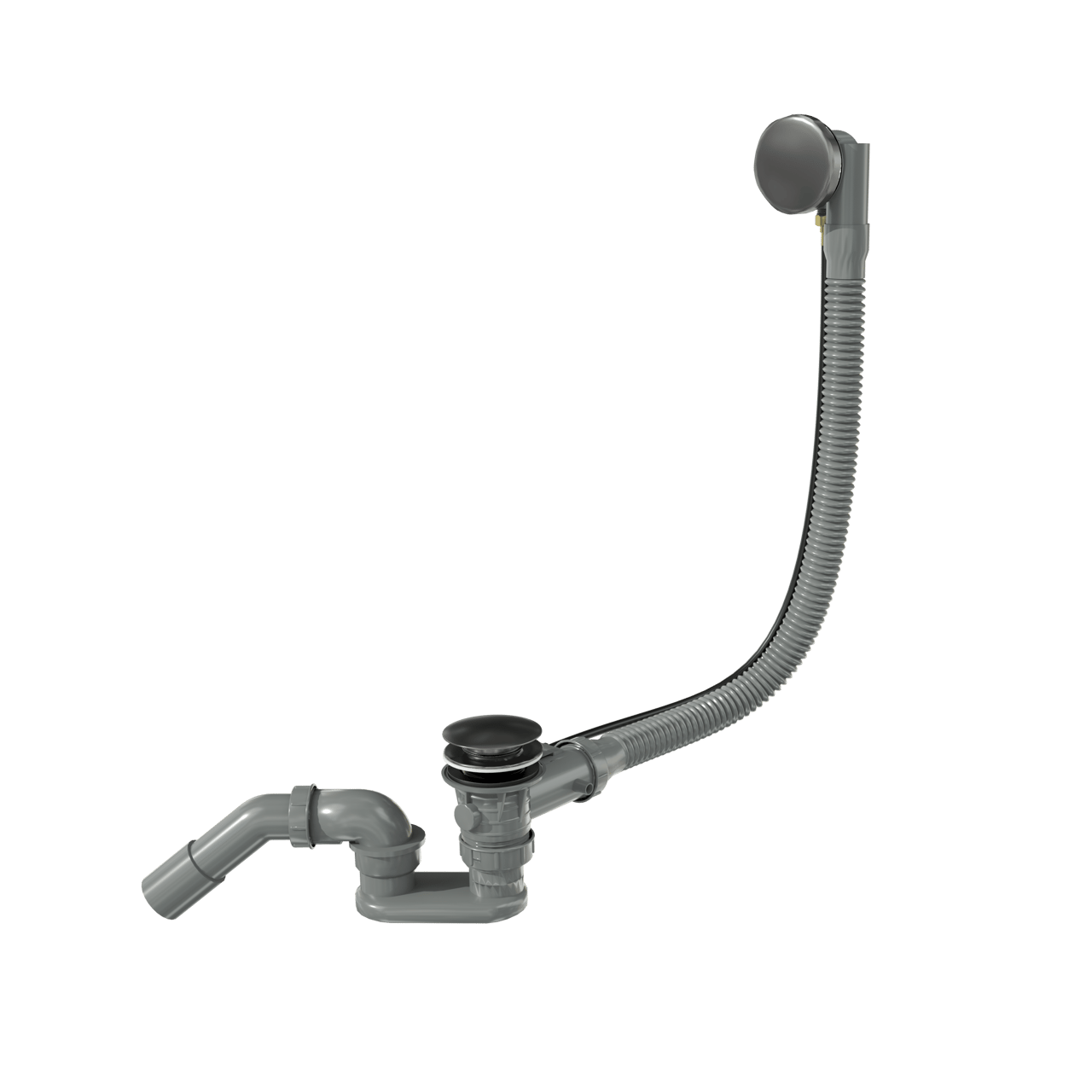 Santeg Unibath Flat siphon de baignoire avec trop-plein 70 cm Brushed Coolmetal