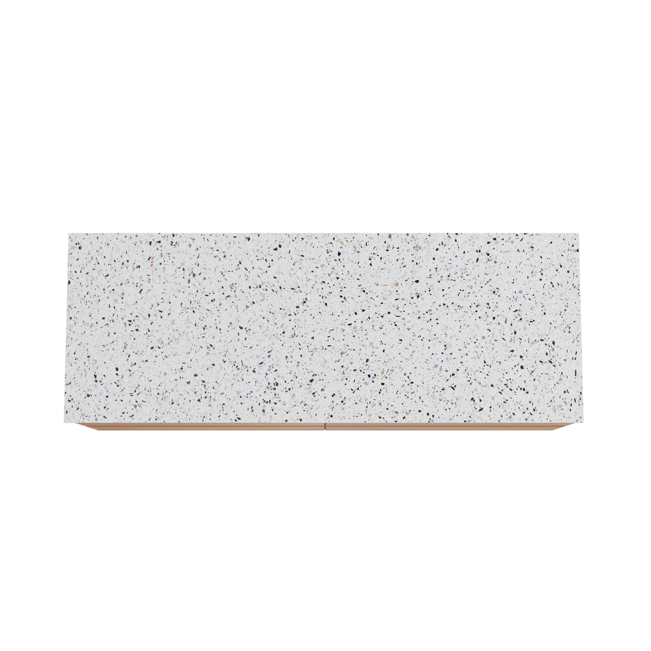 Balmani Mitra hängendes Möbelstück Set: 150 x 55 cm, Teak, mit Stretto Einzel- oder Doppel Waschtischplatte, Terrazzo in Weiß/Schwarz matt