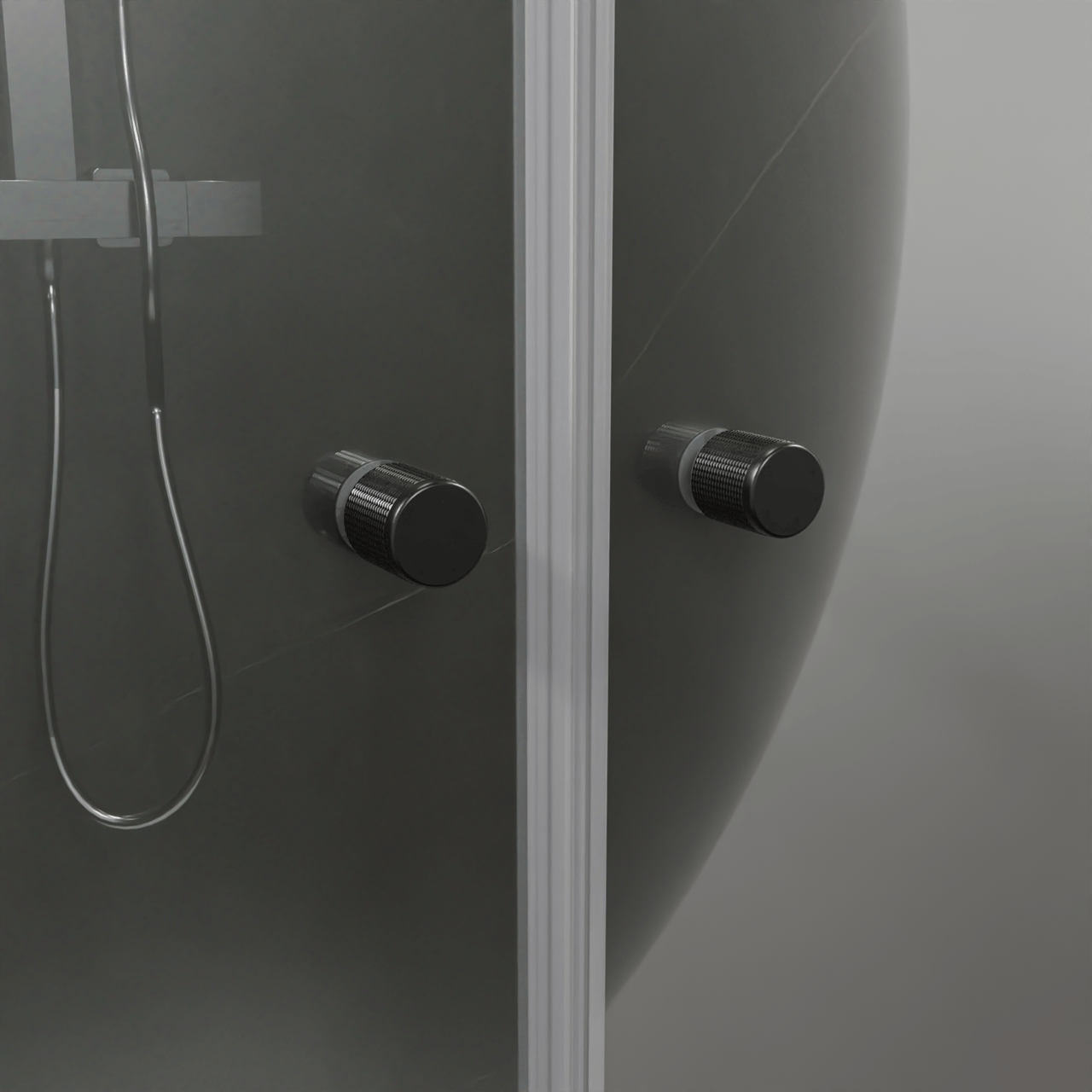 Luca Varess Kuresa Dusche Pendeltür, 90 x 200 cm, Klarglas, Schwarzes Profil, matt