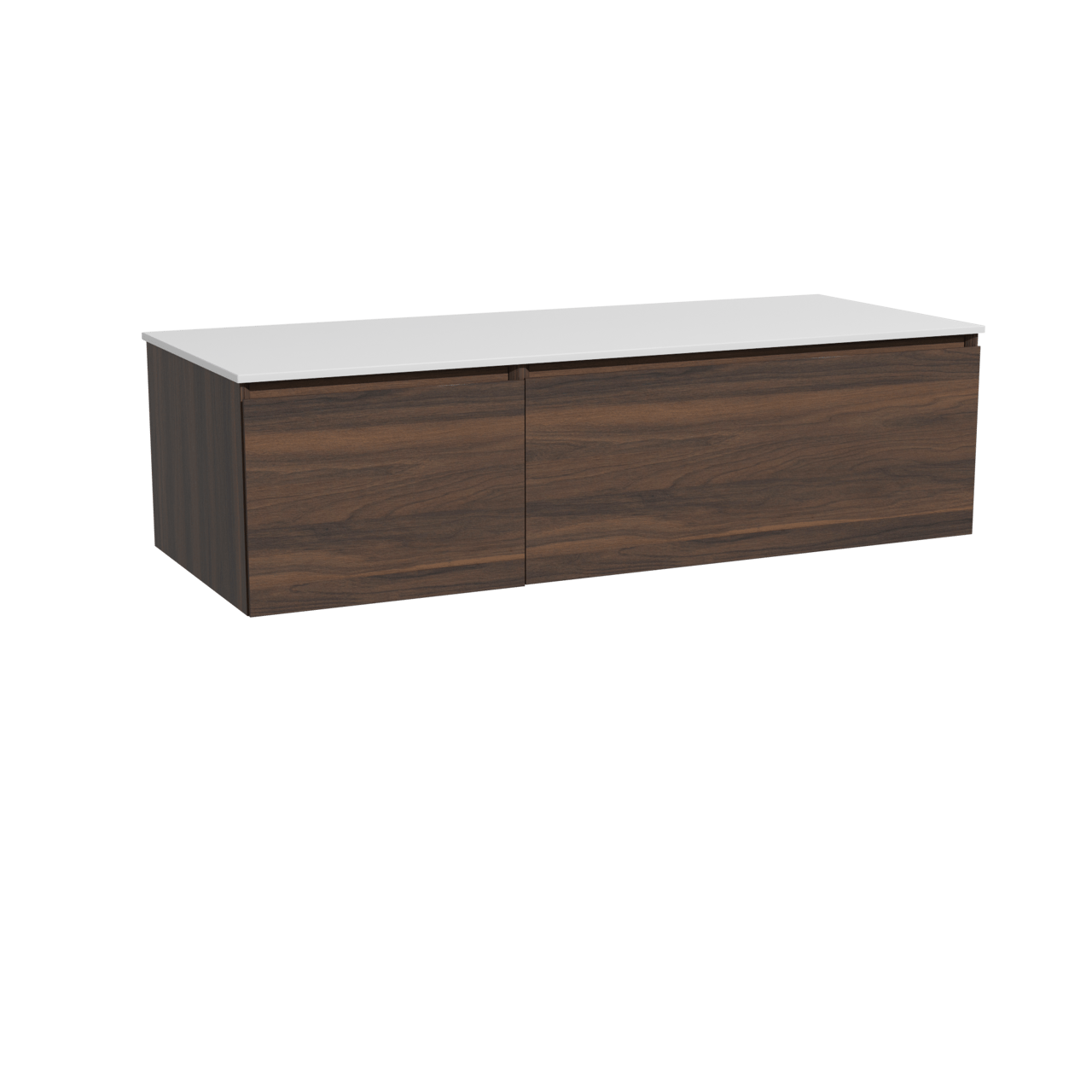 Storke Edge zwevend badkamermeubel 130 x 52 cm notelaar met Tavola enkel of dubbel tablet in solid surface mat wit