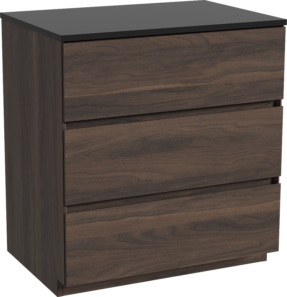 Storke Edge freistehendes Möbelstück Set: 75 x 52 cm, Nussbaum, mit Panton Einzel Waschtischplatte, Pulverbeschichtetes MDF Schwarz matt