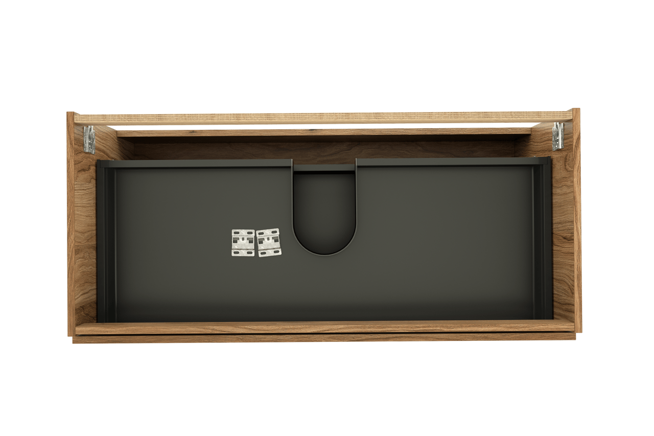 Balmani Lucida hängender Waschbeckenunterschrank: 120 x 55 cm, Teak, 2 Schubladen