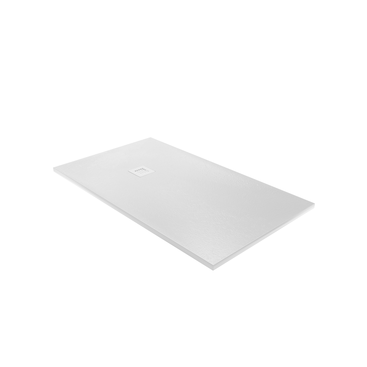 Balmani Vega Duschwanne: 140 x 80 cm, Marmorkomposit, Weiße Schieferstruktur, matt