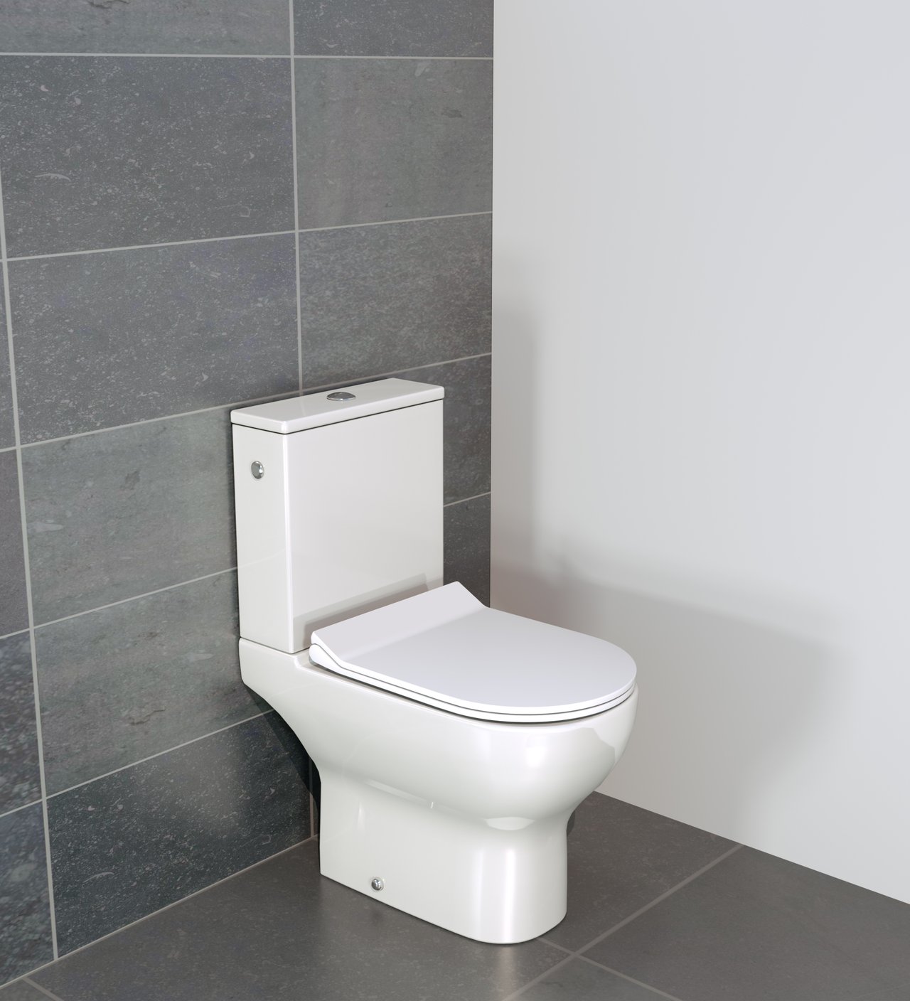Linie Aviso wc à poser blanc brillant bride de rinçage traditionnelle, set d'installation inclus avec raccordement en S, robinet et flexible