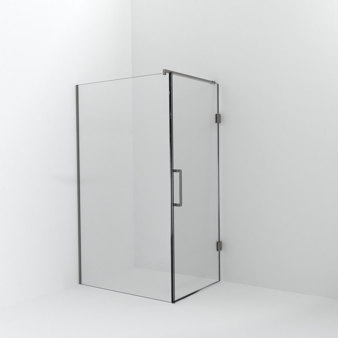 Balmani Modular douche à l'italienne avec porte: 120 x 200 cm avec porte 90 cm, Verre transparent avec coating, Profil Brushed Inox