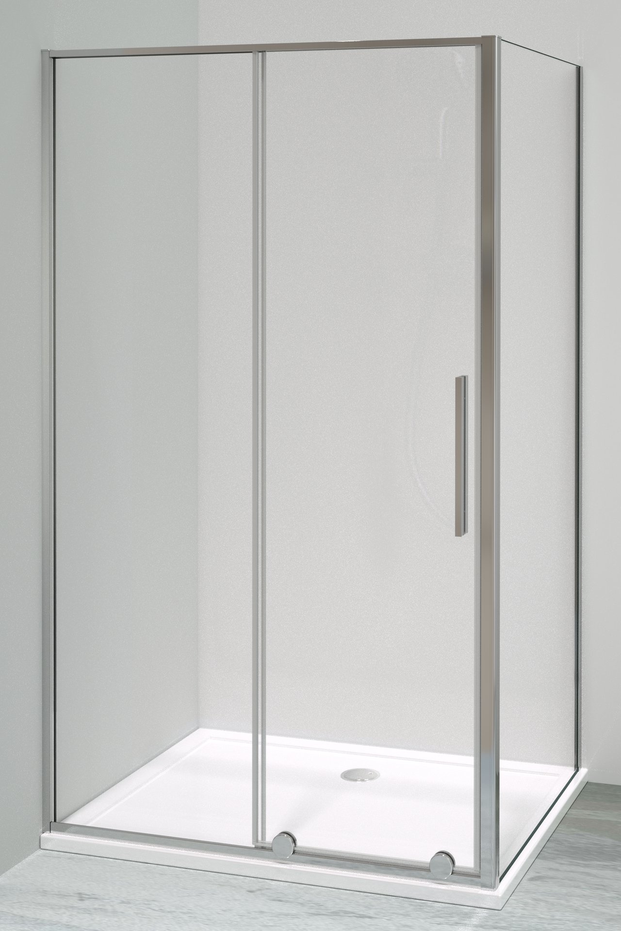 Luca Varess Morano paroi de douche avec porte coulissante et paroi latérale fixe 90 x 120 cm verre transparent profil chrome brillant