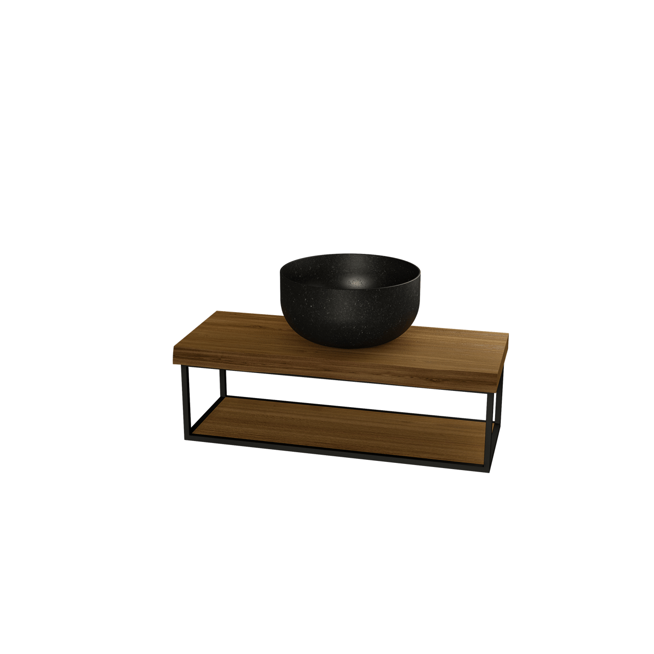 Balmani Life Edge Mini zwevend handenwasser 55 x 22,5 cm met Bowl in verzoete graniet met zwarte frame