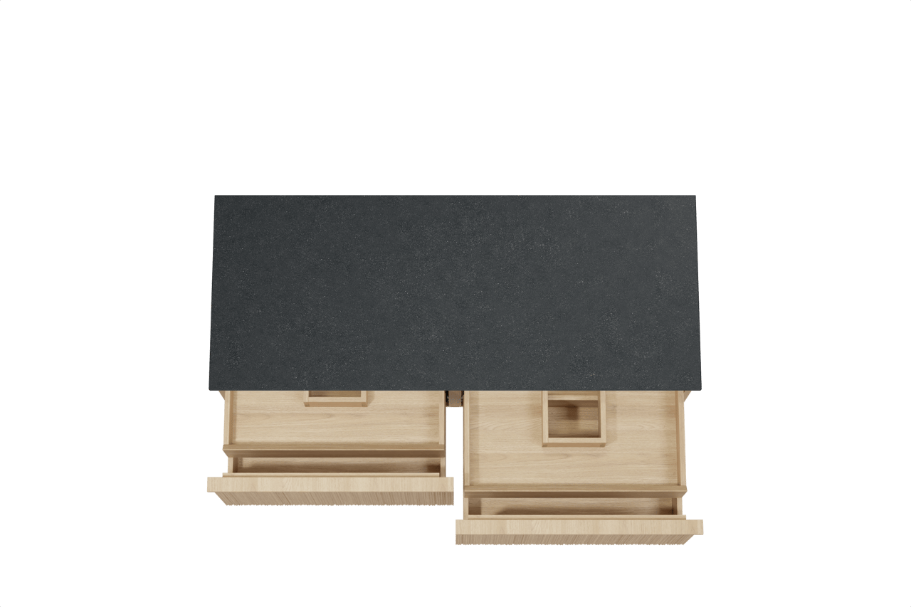 Balmani Forma meuble salle de bains suspendu 135 x 55 cm chêne naturel avec Stretto tablette simple ou double en granit noir, Nervure circulaire asymétrique verticale