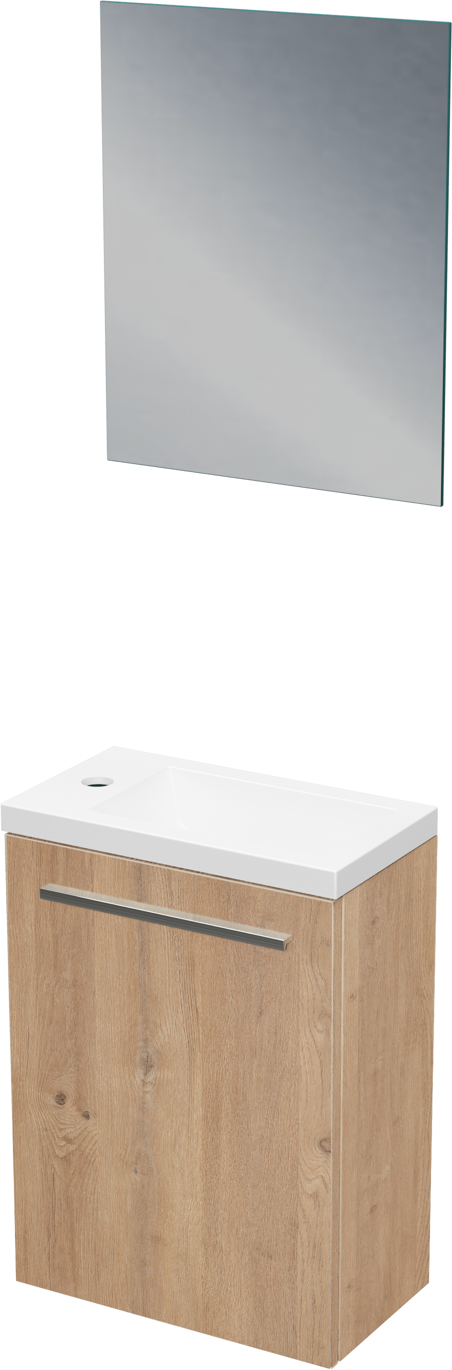 SanyOne Roxy zwevend toiletmeubel 40 x 22 cm natuur eik met Roxy wastafel in glanzend composiet marmer