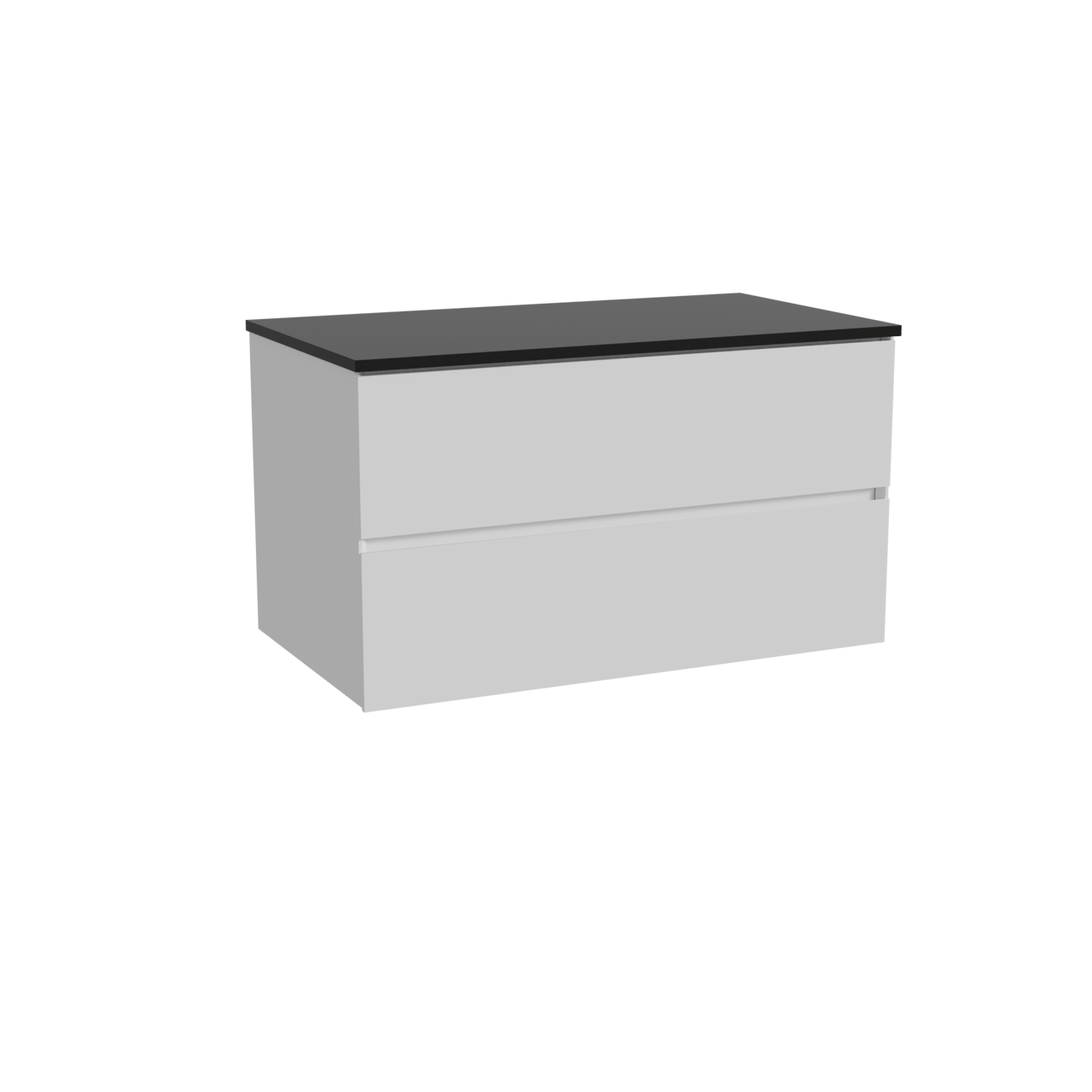 Storke Edge hängendes Möbelstück Set: 95 x 52 cm, Weiß matt, mit Panton Einzel Waschtischplatte, Pulverbeschichtetes MDF Schwarz matt