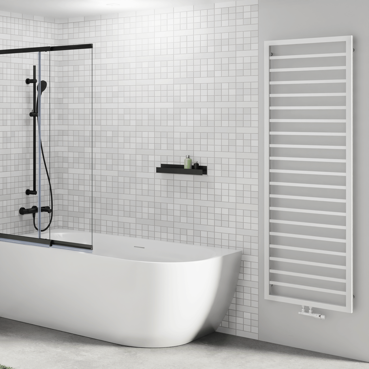 Vipera Listona sèche-serviettes simple 180 x 60 cm chauffage électrique et central possible blanc mat raccordements latéral et central possibles 1030W